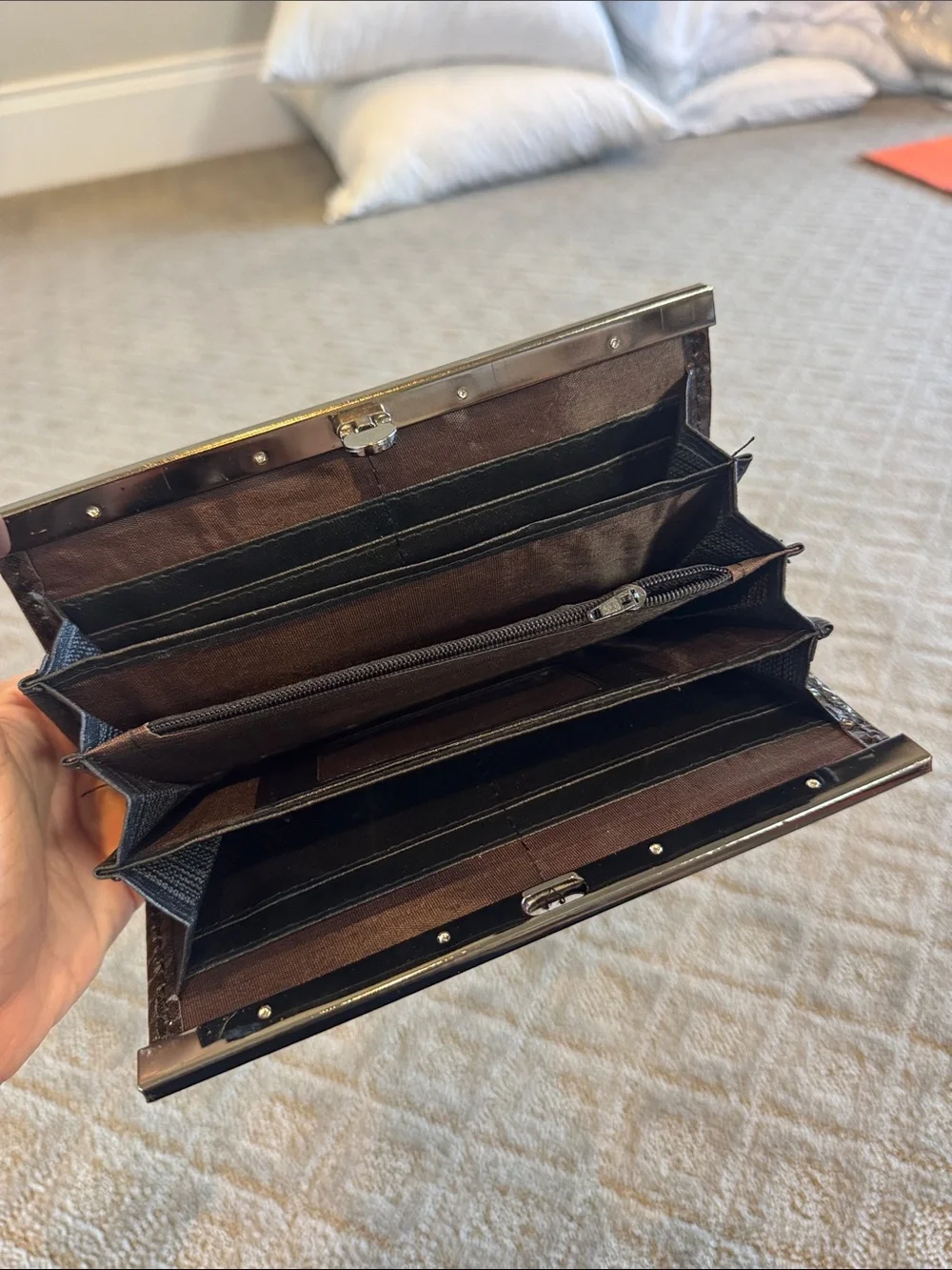 Sleek Black Patent Leather Wallet Clutch